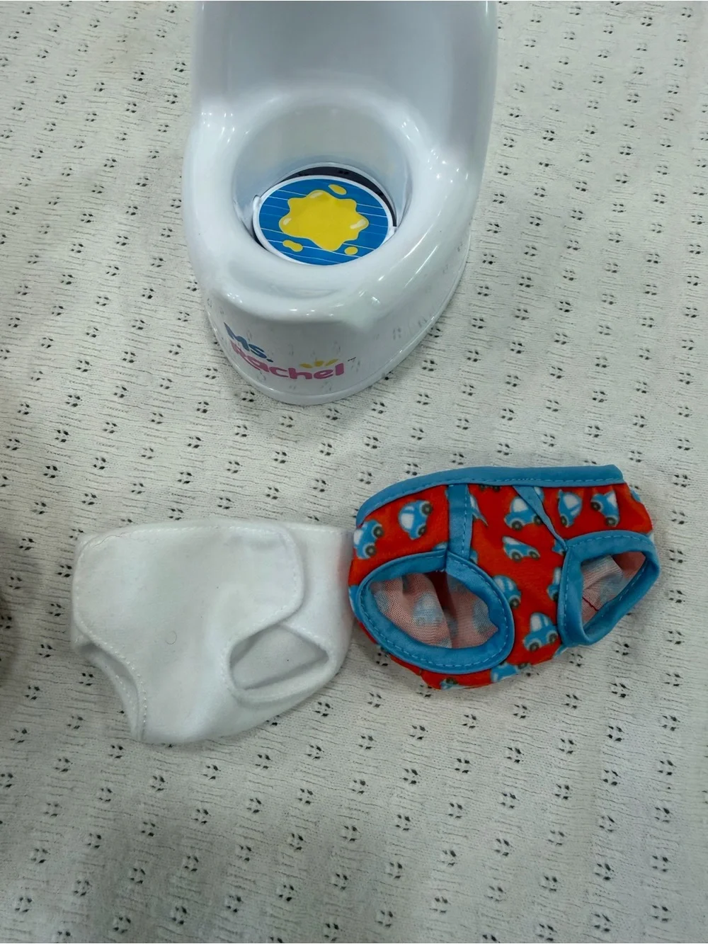 Ms. Rachel Potty Training Bear Toy with Potty, Underwear, and diaper.